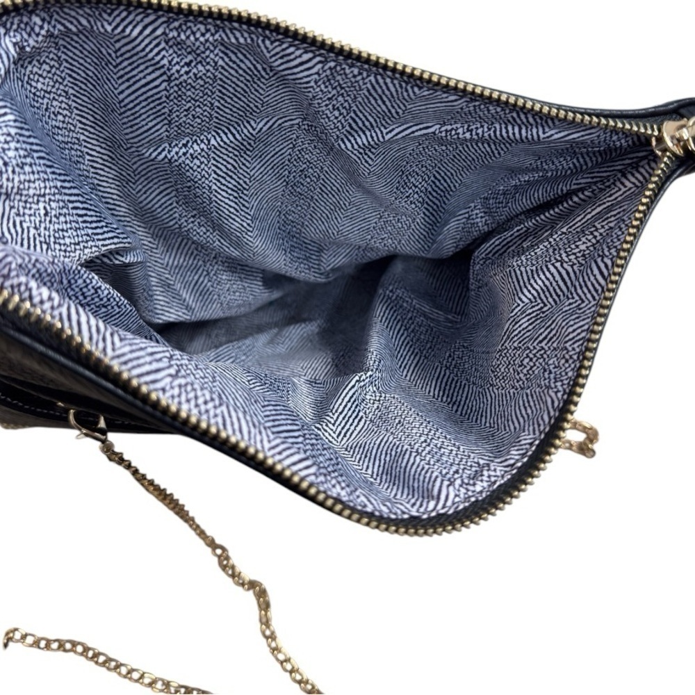 Madison West Stud Accent Fold-Over Clutch Crossbody Black with Gold Hardware - Picture 6 of 7